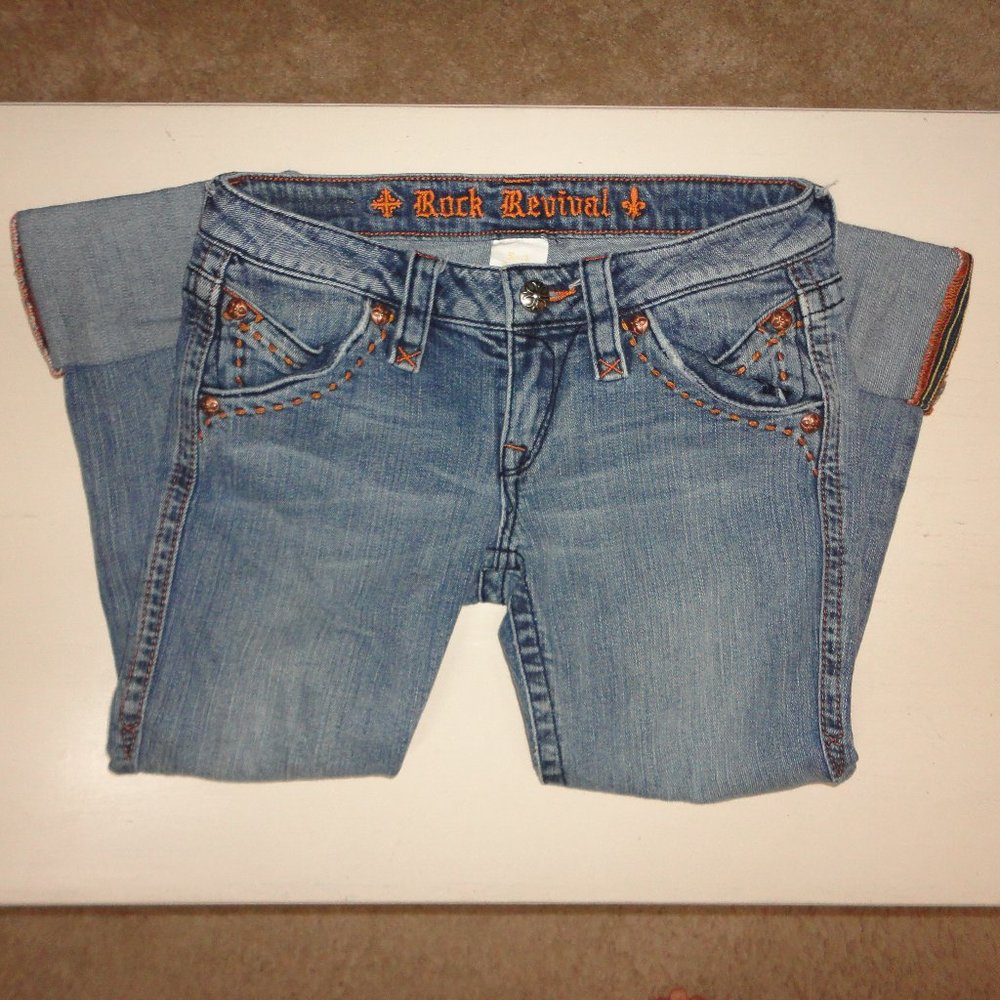 Rock Revival Denim Cuffed Capri Jeans Size 27